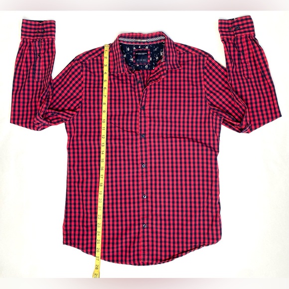 Denim & Flower Ricky Singh Men's Red & Blue Checked Long Sleeve Shirt Size M - Picture 7 of 7